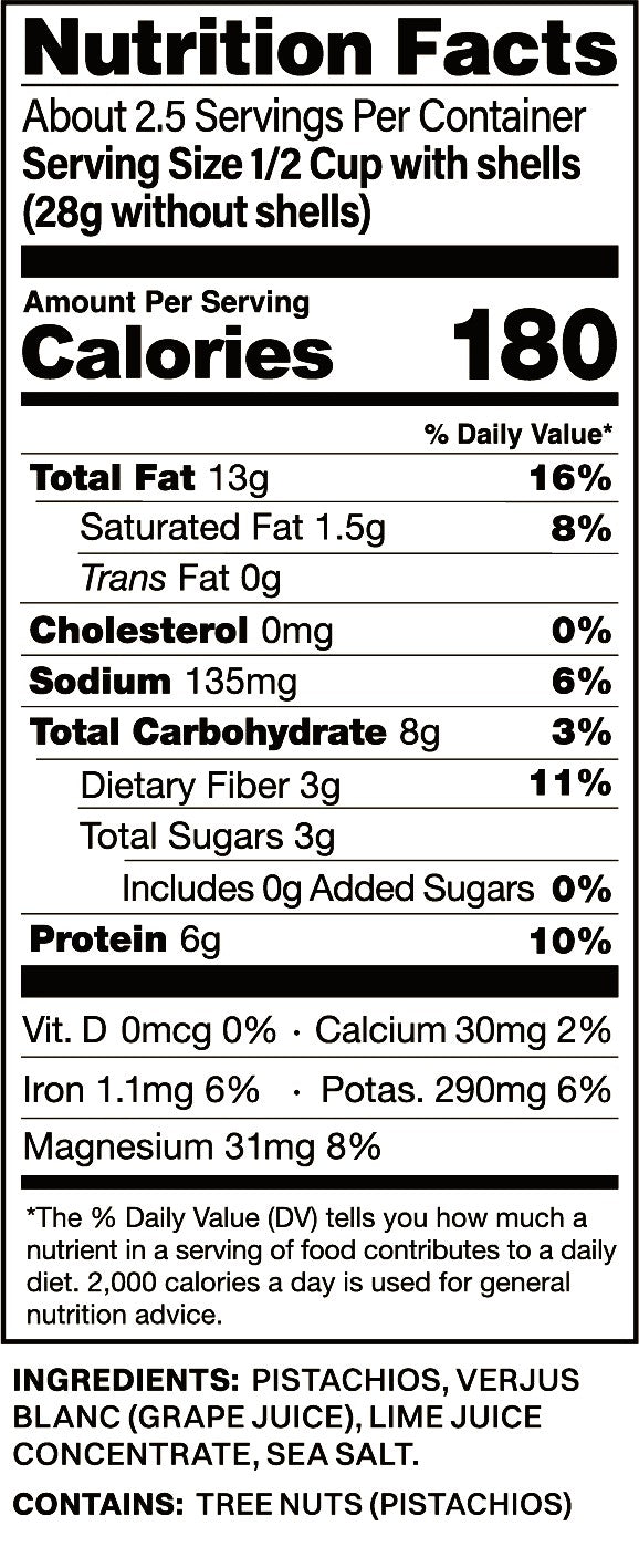 Nutrition facts label for a food product with detailed calorie count and nutritional information.